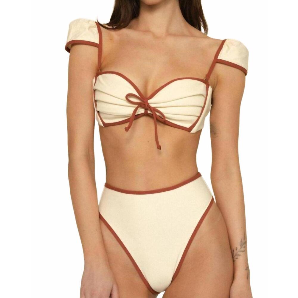 NEW MONTCE paula bikini bottom in oat terracotta binded